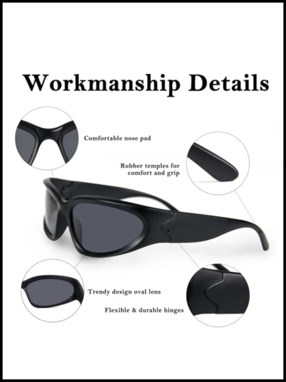 3 Pack Wrap Around Sunglasses Y2K Trendy Retro UV Protection Sporty Oval Shades